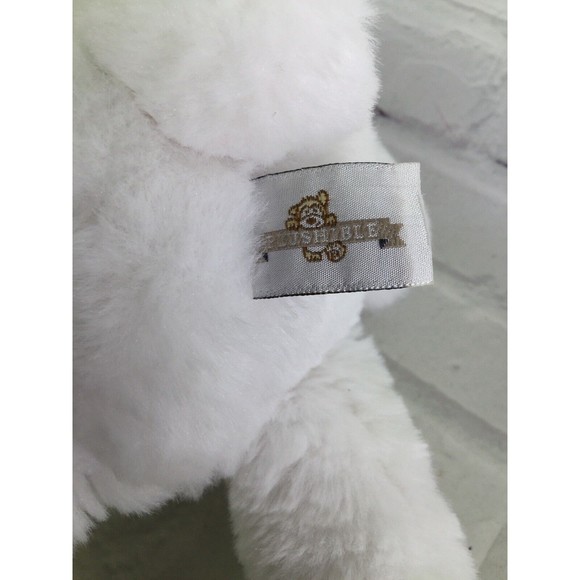 Plushible White Bunny Rabbit Plush Stuffed Animal Toy Pink Orange Plaid Ears - Picture 5 of 7